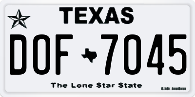 TX license plate DOF7045