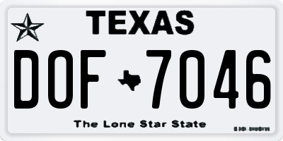 TX license plate DOF7046