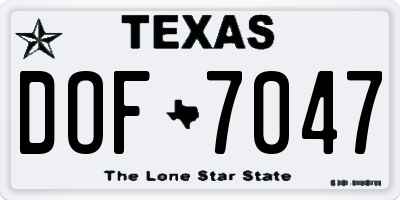 TX license plate DOF7047