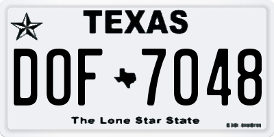 TX license plate DOF7048