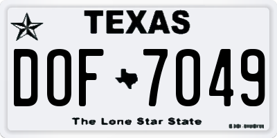 TX license plate DOF7049