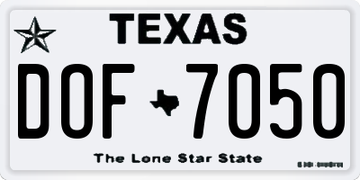 TX license plate DOF7050