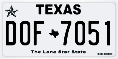 TX license plate DOF7051