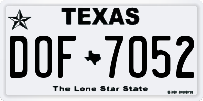 TX license plate DOF7052