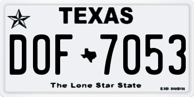 TX license plate DOF7053