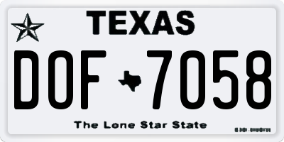 TX license plate DOF7058