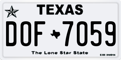 TX license plate DOF7059