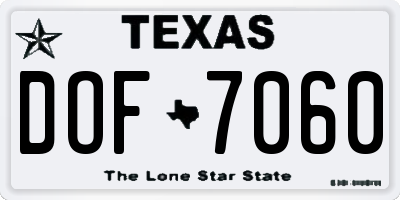 TX license plate DOF7060