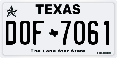 TX license plate DOF7061