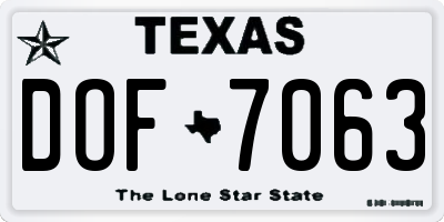 TX license plate DOF7063
