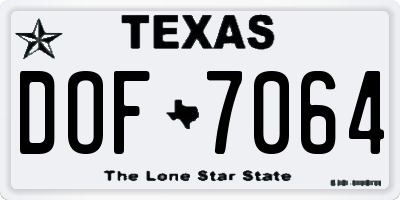 TX license plate DOF7064