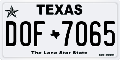 TX license plate DOF7065