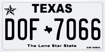 TX license plate DOF7066