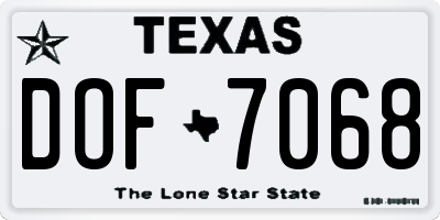 TX license plate DOF7068