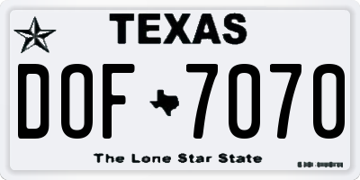TX license plate DOF7070