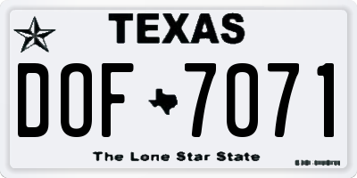 TX license plate DOF7071