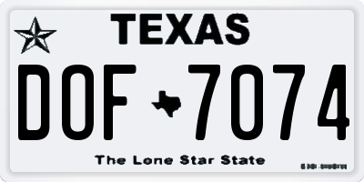 TX license plate DOF7074