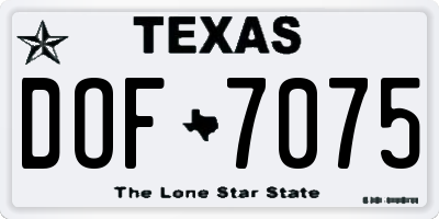 TX license plate DOF7075
