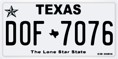 TX license plate DOF7076