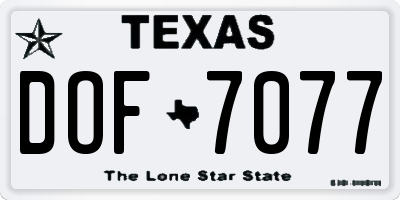 TX license plate DOF7077