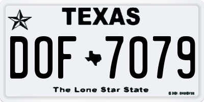 TX license plate DOF7079