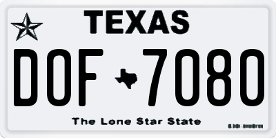 TX license plate DOF7080