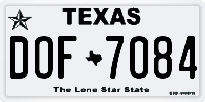 TX license plate DOF7084