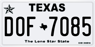 TX license plate DOF7085