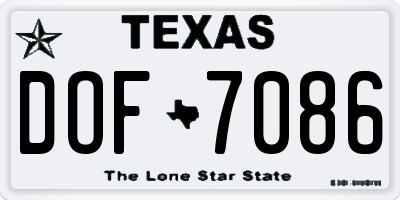TX license plate DOF7086