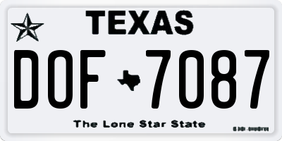 TX license plate DOF7087