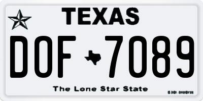TX license plate DOF7089