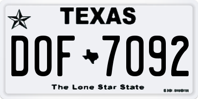 TX license plate DOF7092