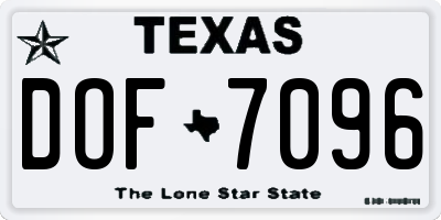 TX license plate DOF7096