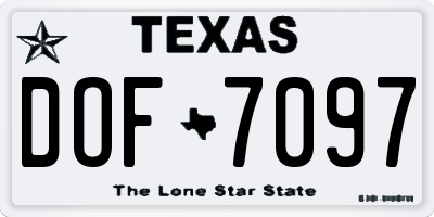 TX license plate DOF7097