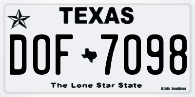 TX license plate DOF7098