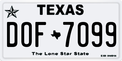 TX license plate DOF7099