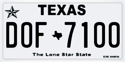 TX license plate DOF7100