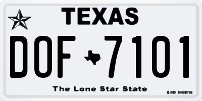 TX license plate DOF7101