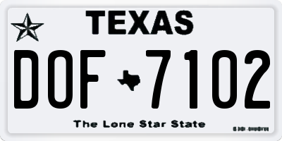 TX license plate DOF7102