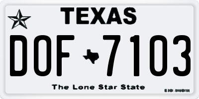 TX license plate DOF7103
