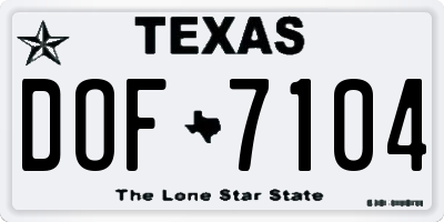 TX license plate DOF7104