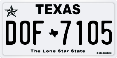 TX license plate DOF7105