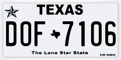 TX license plate DOF7106