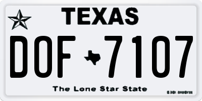 TX license plate DOF7107