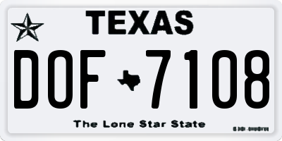 TX license plate DOF7108