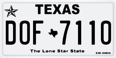 TX license plate DOF7110