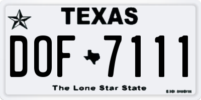 TX license plate DOF7111