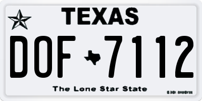 TX license plate DOF7112