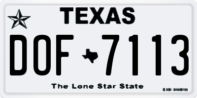 TX license plate DOF7113