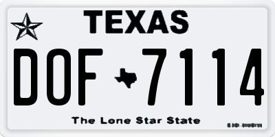 TX license plate DOF7114